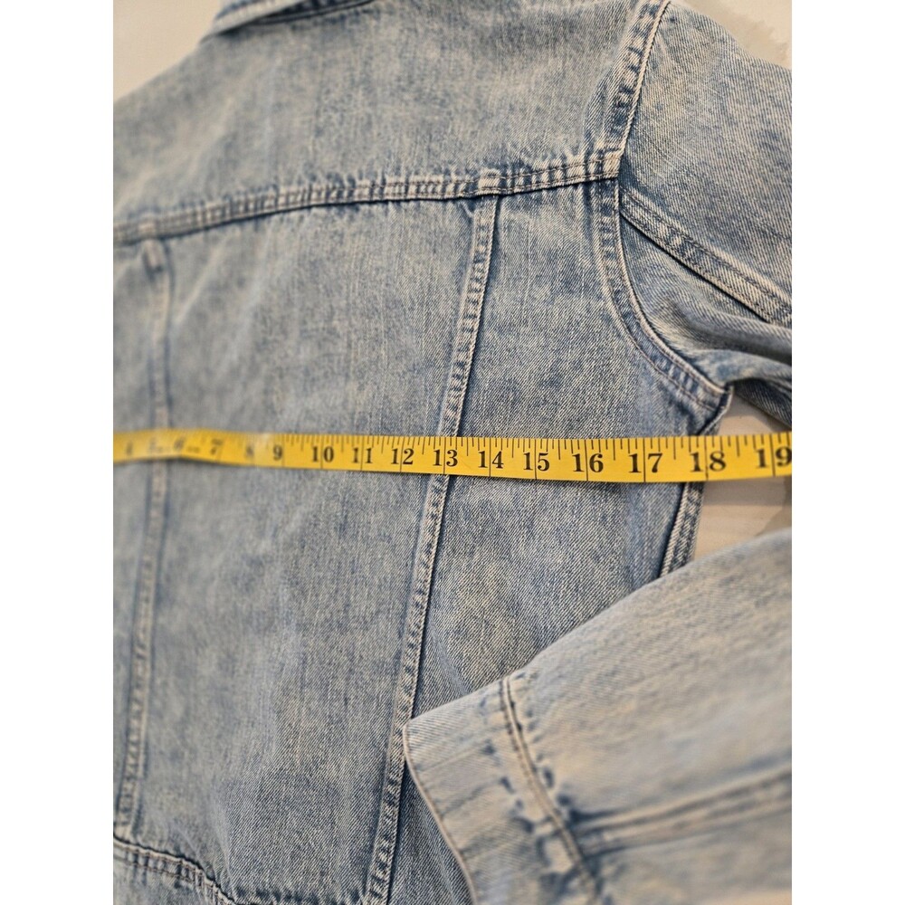 Old Navy Star Studded Collar Fray Denim Trucker Classic Jean Jacket Women’s L - Picture 7 of 12
